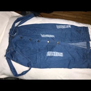 Denim button down pencil skirt